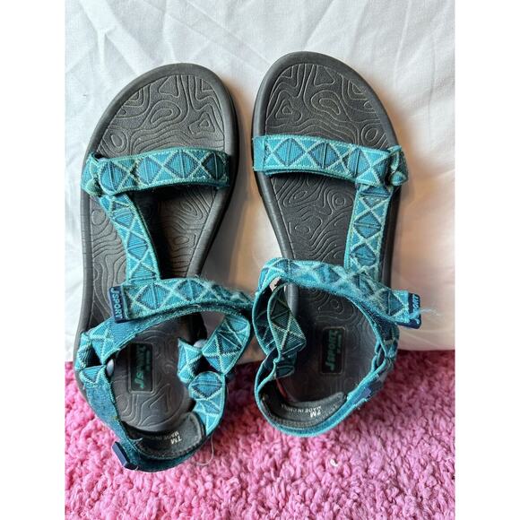 J-Sport By Jambu Womens Sandals 7 Teal/ Turquoise Slingback Geometric - Picture 3 of 11